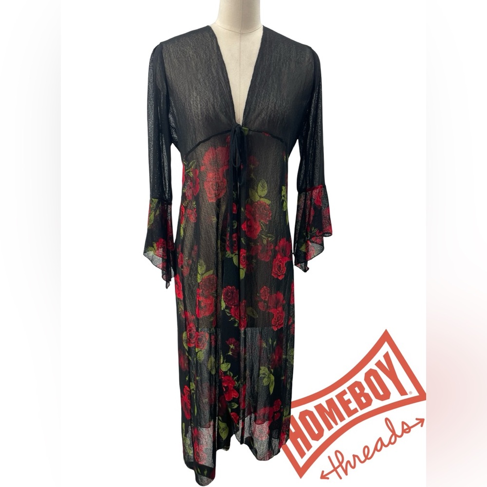 Ember cover-up with floral prints and flared bell sleeves